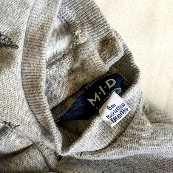 M.I.D. butterfly print heather gray sweatshirt dress tunic 6 months - Picture 4 of 7